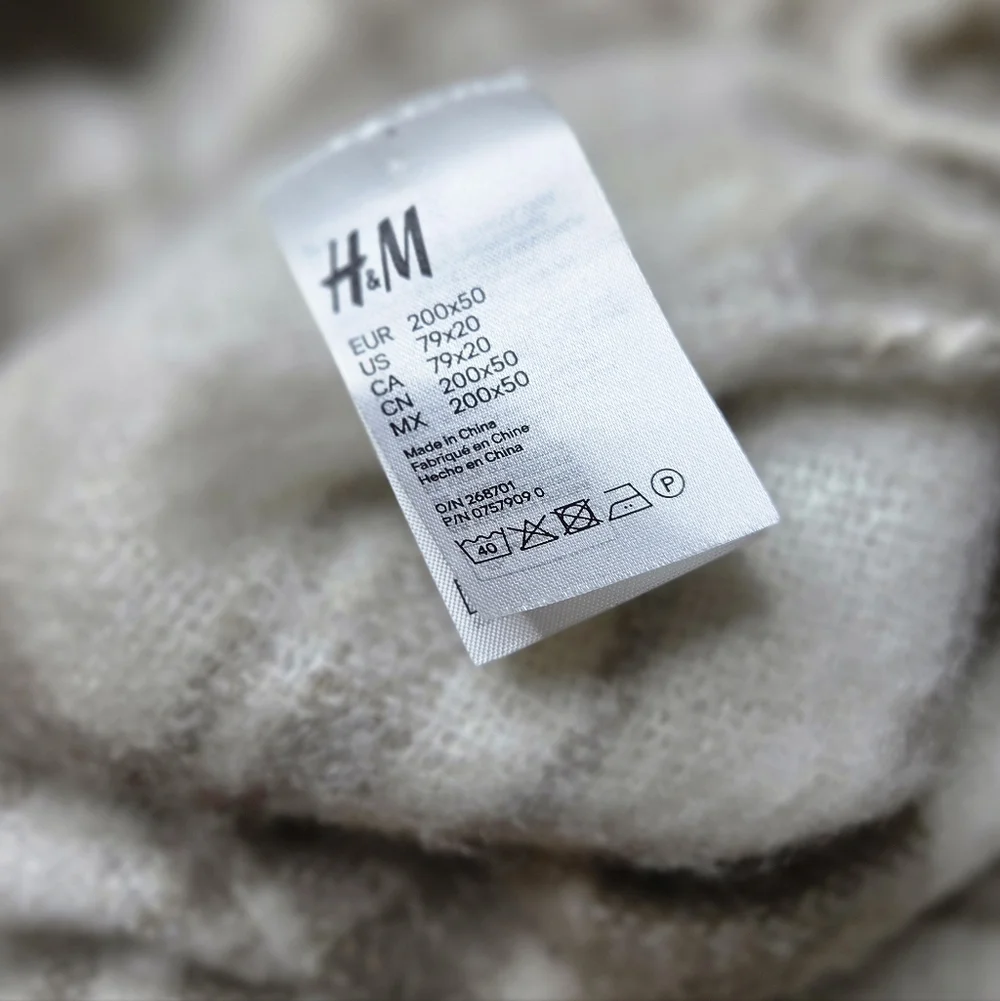 H&M Oversized Beige & Cream Plaid Blanket Scarf